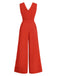 Red 1960s V-Neck Sleeveless Wide Leg Jumpsuit