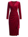 1960s Solid Twist V-Neck Velvet Dress