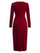 1960s Solid Twist V-Neck Velvet Dress