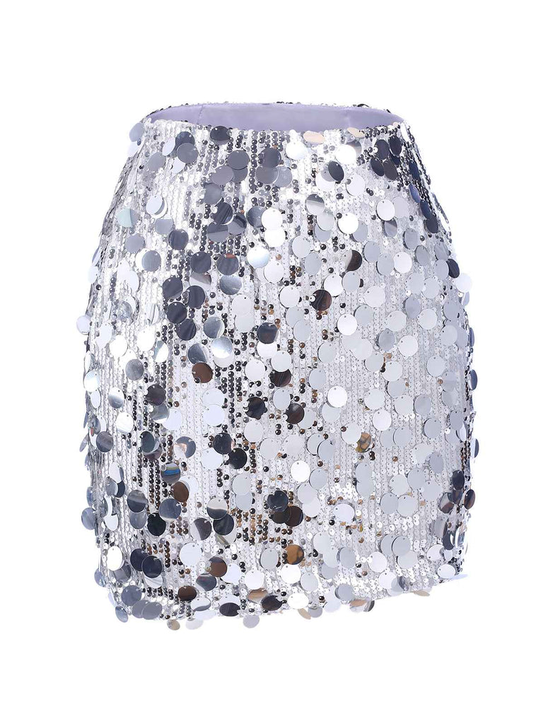 1980s Party Sequined Mini Pencil Skirt