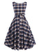 1950s Sleeveless Plaid Belted Swing Dress