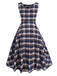 1950s Sleeveless Plaid Belted Swing Dress