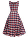 1950s Sleeveless Plaid Belted Swing Dress