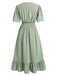 Green 1940s Swiss Dots Ruffle Hem Dress