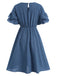 Blue 1940s Layered Ruffle Sleeve A-Line Dress