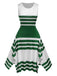 1930s Round Neck Sleeveless Striped Dress