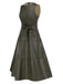 Green 1950s Leather Sleeveless Belted Dress