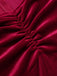 Wine Red 1940s Solid Velvet Puff Dress