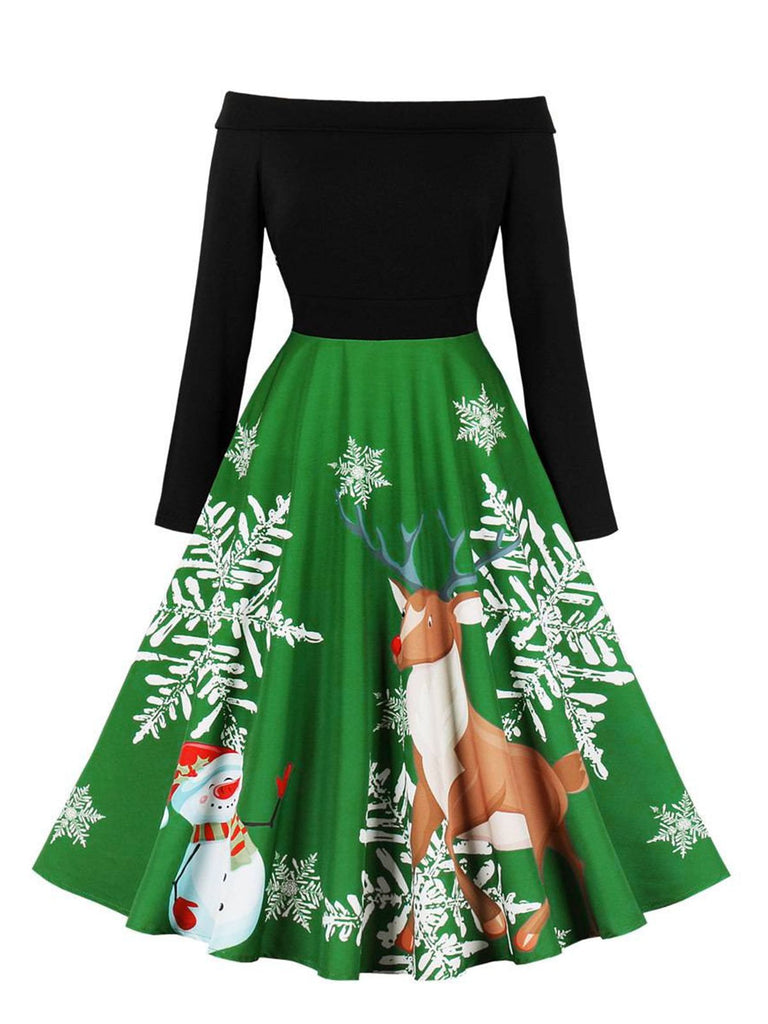 [Plus Size] 1950s Snowflake Elk Santa Claus Dress