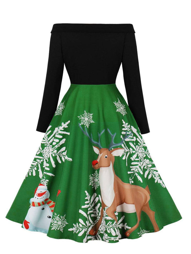 [Plus Size] 1950s Snowflake Elk Santa Claus Dress