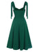 Green 1940s Sweetheart Neck Lace-Up Slit Dress