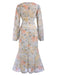 Cream Color 1940s V-Neck Floral Dress