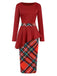 Red 1960s Christmas Plaids Patchwork Dress