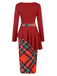 Red 1960s Christmas Plaids Patchwork Dress