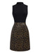 [Pre-Sale] Black 1960s Turtleneck Leopard Sleeveless Dress