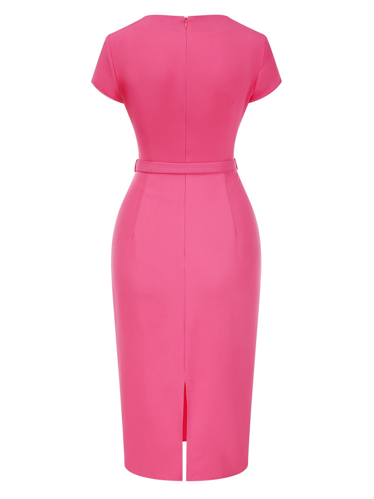 [Pre-Sale] Pink 1960s Embroidery Flower Pencil Dress