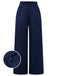 [Pre-Sale] Navy Blue 1950s Solid Buttoned Wideleg Pants