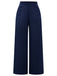 [Pre-Sale] Navy Blue 1950s Solid Buttoned Wideleg Pants