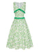 [Pre-Sale] Green 1940s V-Neck Floral Ruffles Sleeveless Dress