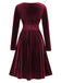 1940s V-Neck Solid A-line Dress