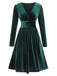 1940s V-Neck Solid A-line Dress