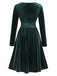 1940s V-Neck Solid A-line Dress