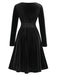 1940s V-Neck Solid A-line Dress