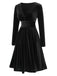 1940s V-Neck Solid A-line Dress