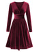 1940s V-Neck Solid A-line Dress