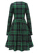 Green 1940s Crew Neck Tartan Dress