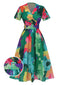 1940s Floral V-Neck Belt Dress