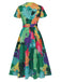 1940s Floral V-Neck Belt Dress