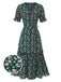 1930s Daisy Surplice V-Neck Belted Dress