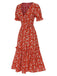 1930s Daisy Surplice V-Neck Belted Dress