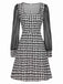 [Pre-Sale] Black 1960s Glitter Mesh Houndstooth Patchwork Dress