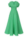 Green 1950s Temperament V-Neck Solid Dress