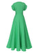 Green 1950s Temperament V-Neck Solid Dress