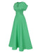 Green 1950s Temperament V-Neck Solid Dress