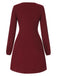 Deep Red 1960s Solid Tie Waist Dress