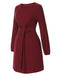 Deep Red 1960s Solid Tie Waist Dress