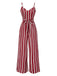 Red 1970s Stripes Spaghetti Strap Jumpsuit