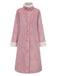 Pink 1950s Solid Stand Collar Faux Fur Long Coat