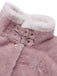 Pink 1950s Solid Stand Collar Faux Fur Long Coat