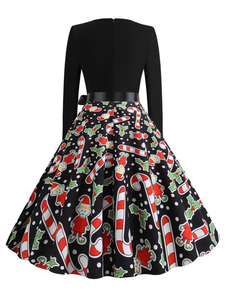 1950s Christmas Candy Canes Swing Dress