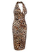 [Pre-Sale] Brown 1960s Halter V-Neck Leopard Dress