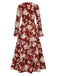 1930s Flower Silhouette V-Neck Maxi Dress