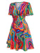 1970s Psychedelic Print V-Neck Dress