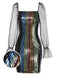 1960s Colorful Stripes Sequined Mesh Dress