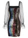 1960s Colorful Stripes Sequined Mesh Dress