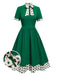 [Pre-Sale] Green 1950s Tie Neck Polka Dots Dress